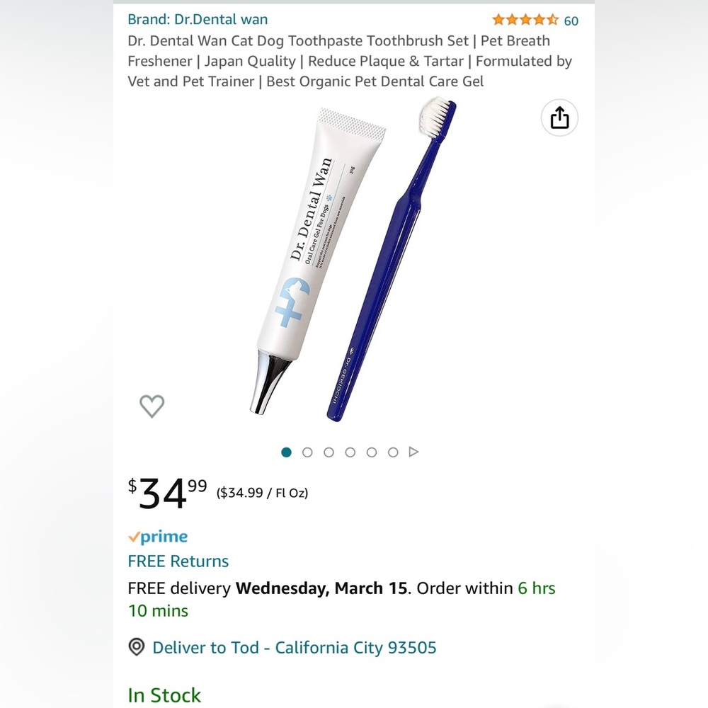 Cat / Dog Toothpaste Toothbrush Set - Picture 11 of 11